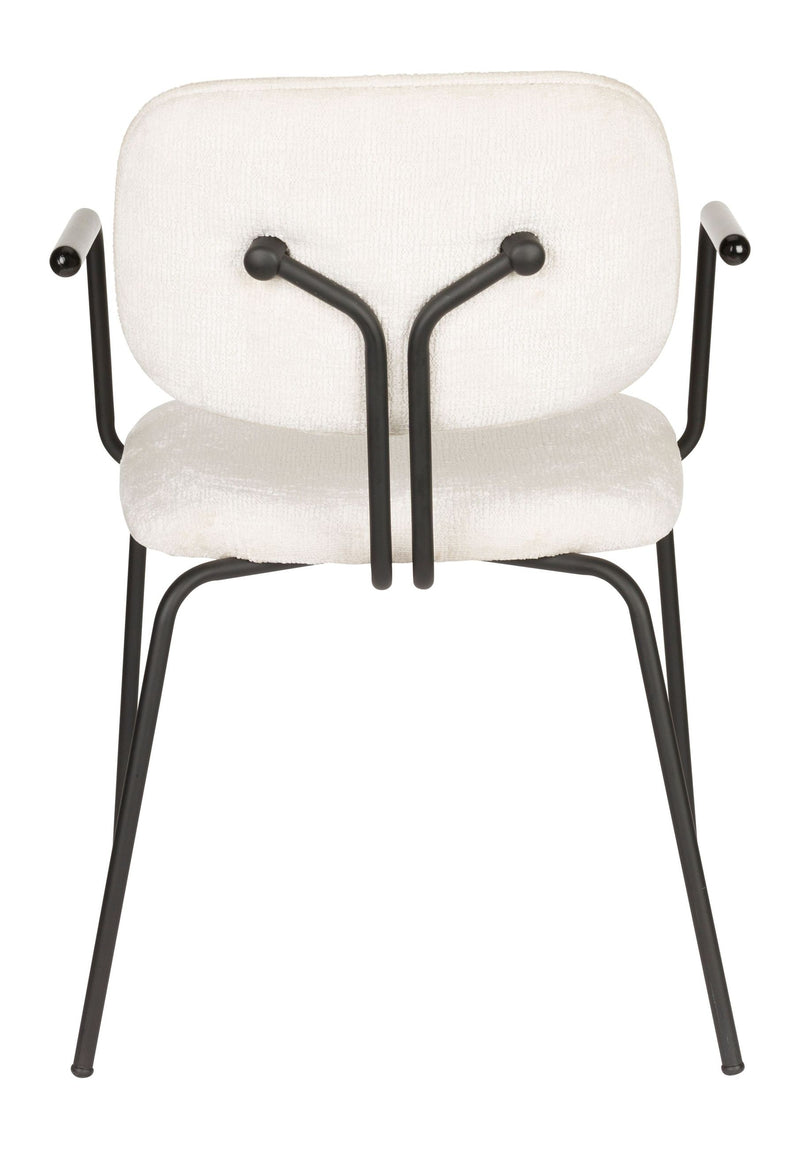 Sessel Bouton im 2er-Set, Off-White mit schwarzem Metallgestell
