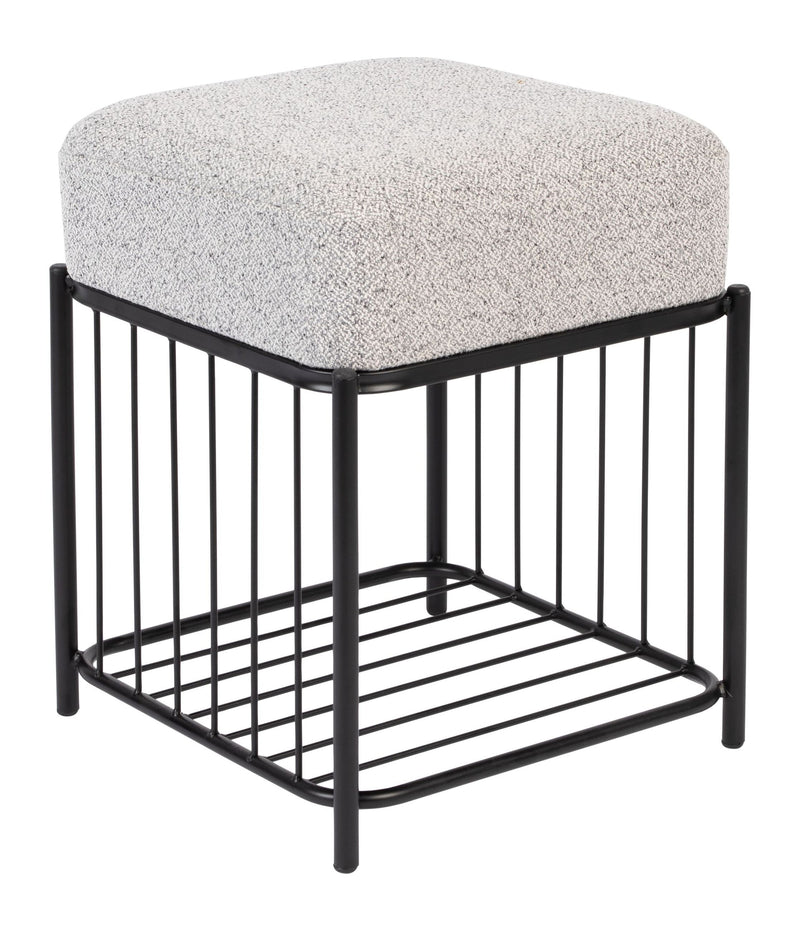 Hocker Milou Square, Grau mit gepolsterter Sitzfläche für Wohnzimmer