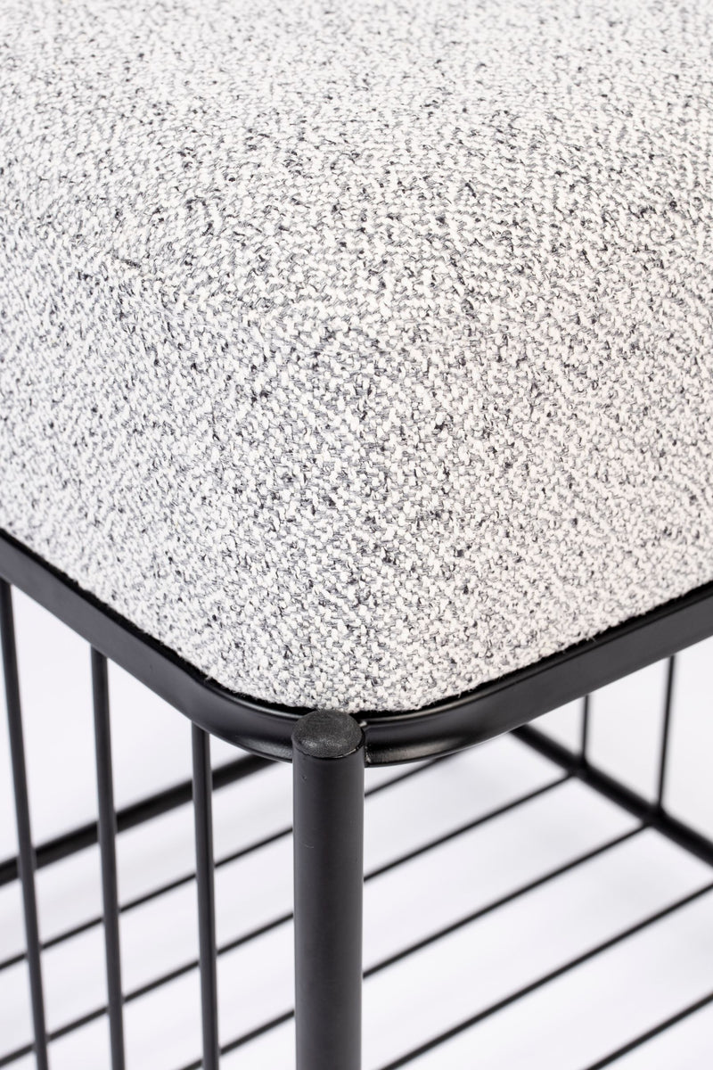 Hocker Milou Square, Grau mit gepolsterter Sitzfläche für Wohnzimmer