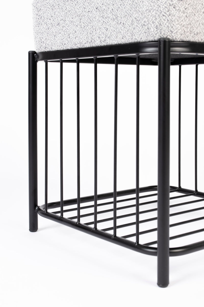 Hocker Milou Square, Grau mit gepolsterter Sitzfläche für Wohnzimmer