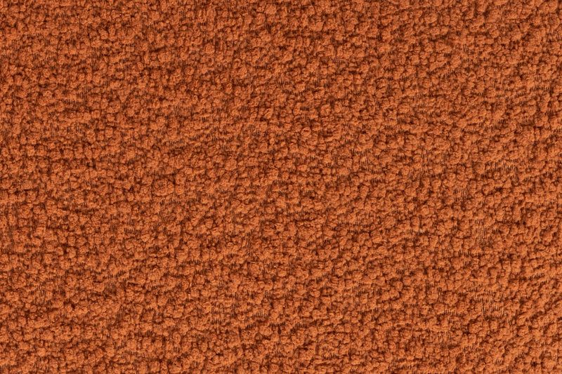 Hocker Marcos Rotbraun mit Bouclé-Bezug und Kiefernholzgestell