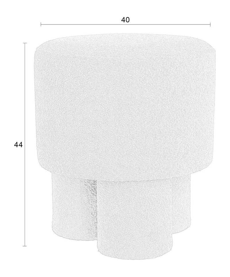 Hocker Marcos Rotbraun mit Bouclé-Bezug und Kiefernholzgestell