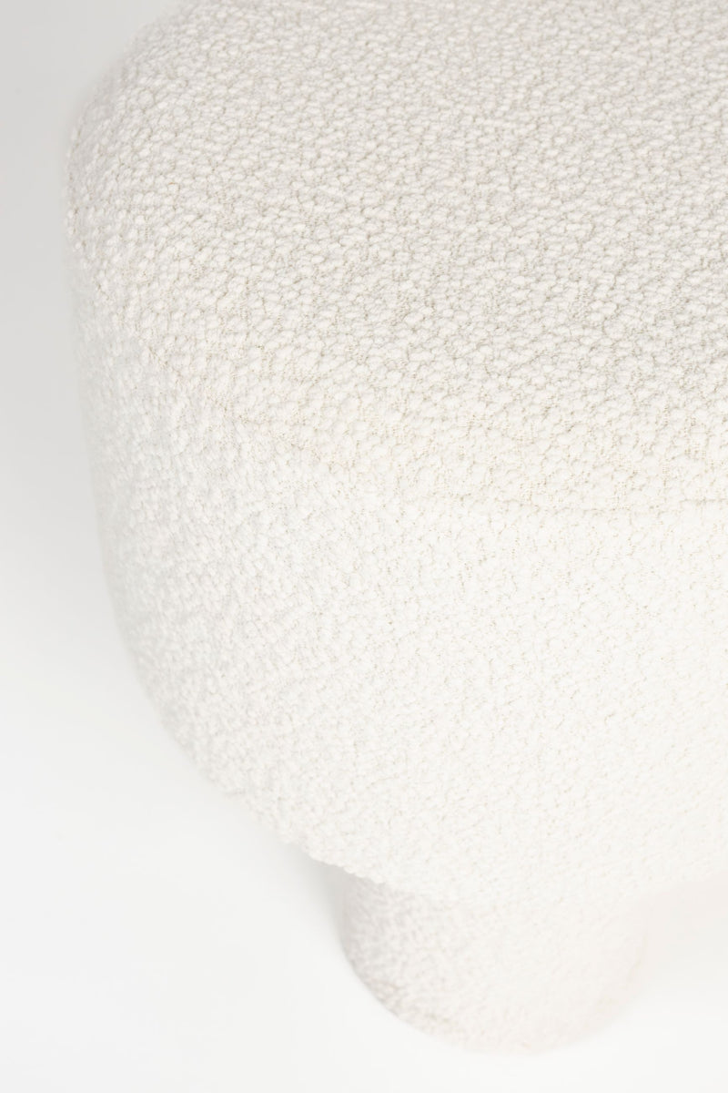 Hocker Marcos Weiß mit weichem Bouclé-Bezug fürs Wohnzimmer