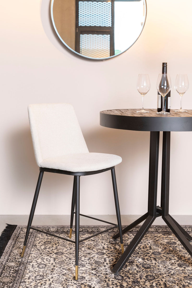 Barhocker Lionel im 2er-Set, Beige mit Stoffbezug und Metallgestell
