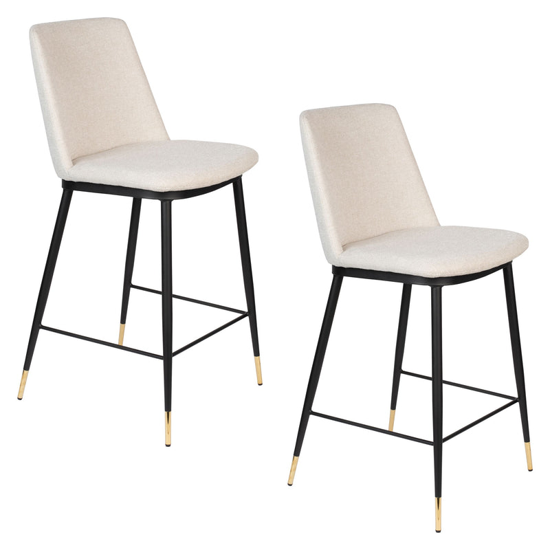 Barhocker Lionel im 2er-Set, Beige mit Stoffbezug und Metallgestell