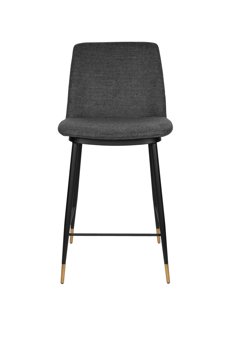 Barhocker Lionel im 2er-Set, Dunkelgrau mit Stoff und Metallgestell