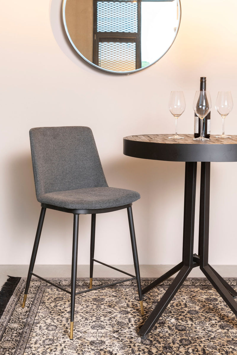 Barhocker Lionel im 2er-Set, Dunkelgrau mit Stoff und Metallgestell