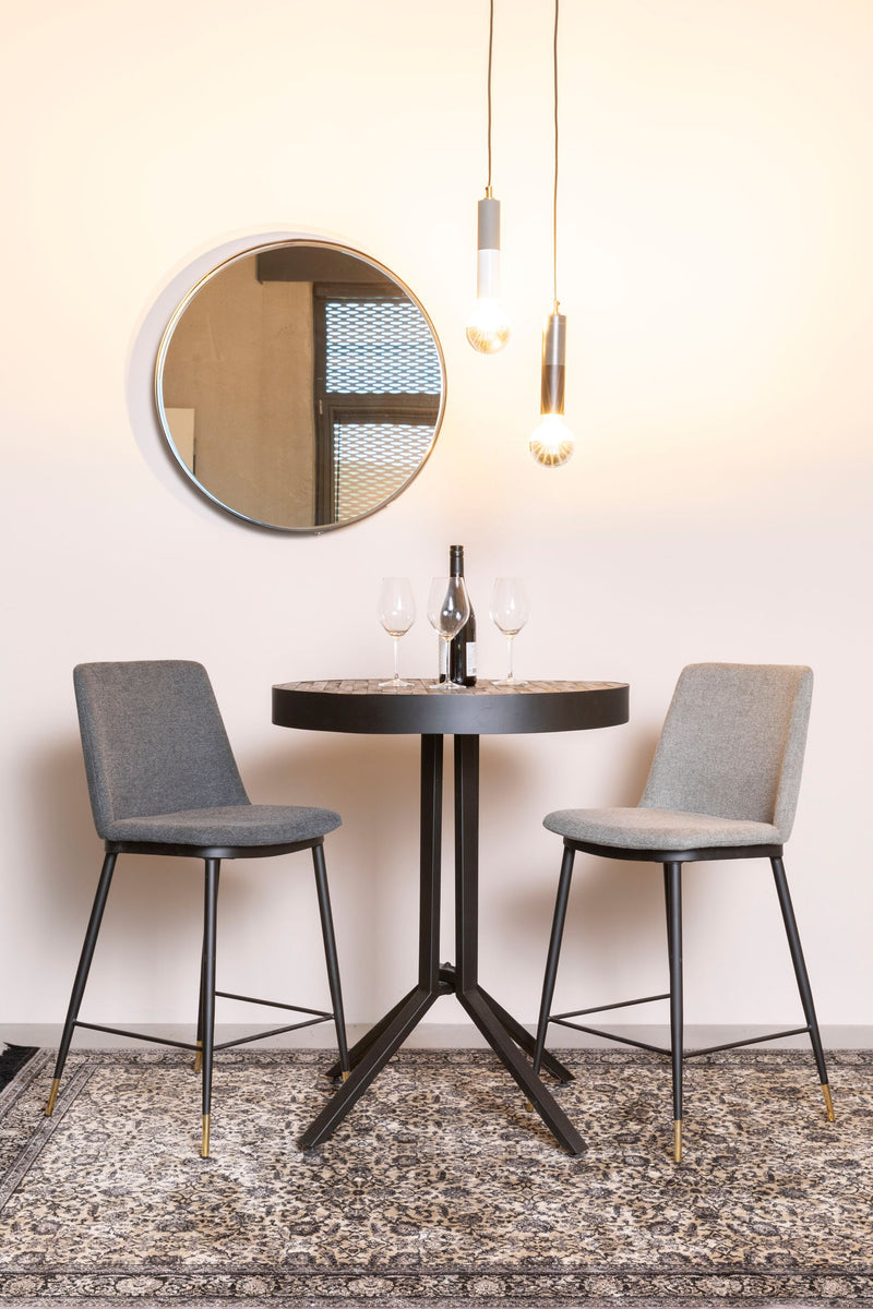 Barhocker Lionel im 2er-Set, Dunkelgrau mit Stoff und Metallgestell