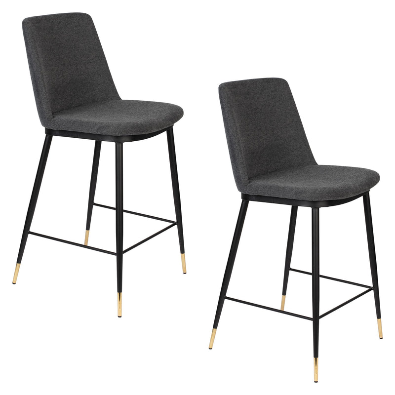 Barhocker Lionel im 2er-Set, Dunkelgrau mit Stoff und Metallgestell