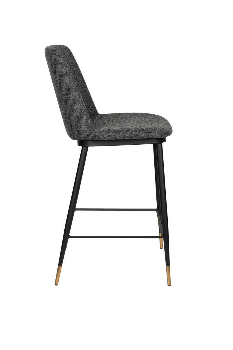 Barhocker Lionel im 2er-Set, Dunkelgrau mit Stoff und Metallgestell