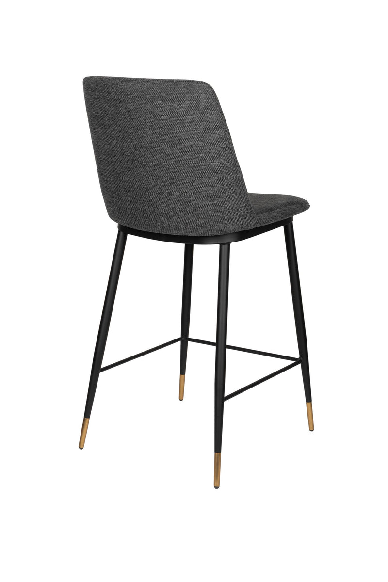 Barhocker Lionel im 2er-Set, Dunkelgrau mit Stoff und Metallgestell