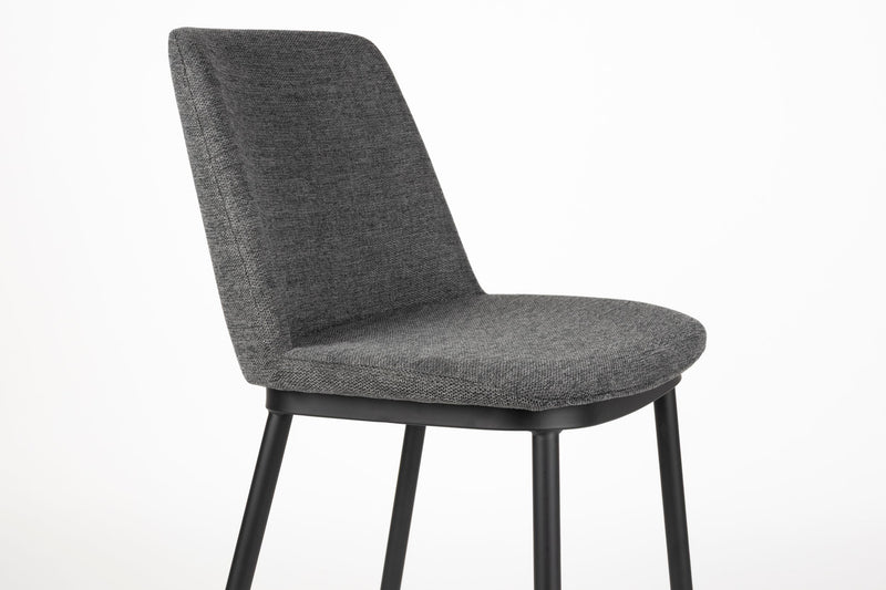 Barhocker Lionel im 2er-Set, Dunkelgrau mit Stoff und Metallgestell