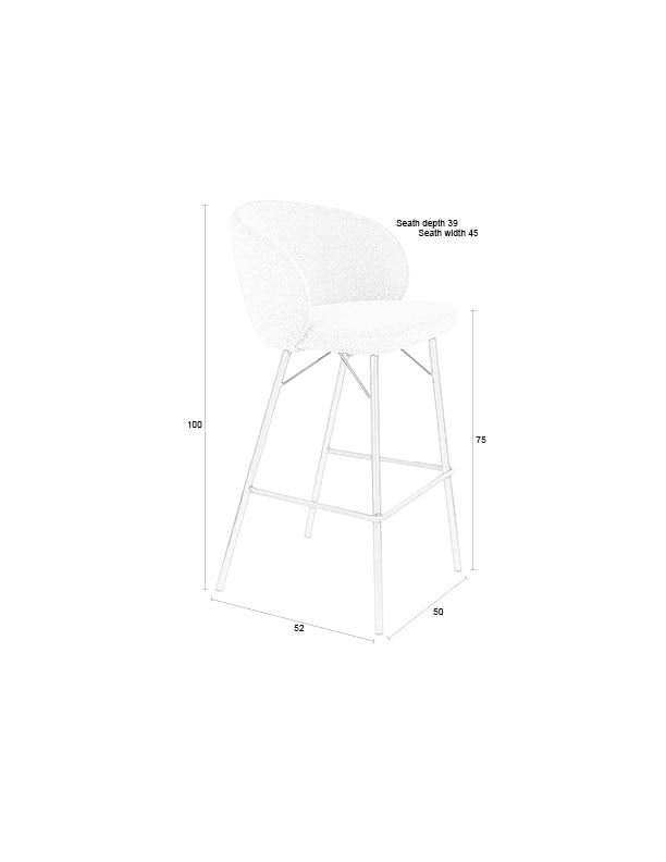 Barhocker Joa im 2er-Set, Beige mit Metallgestell für Küche & Bar