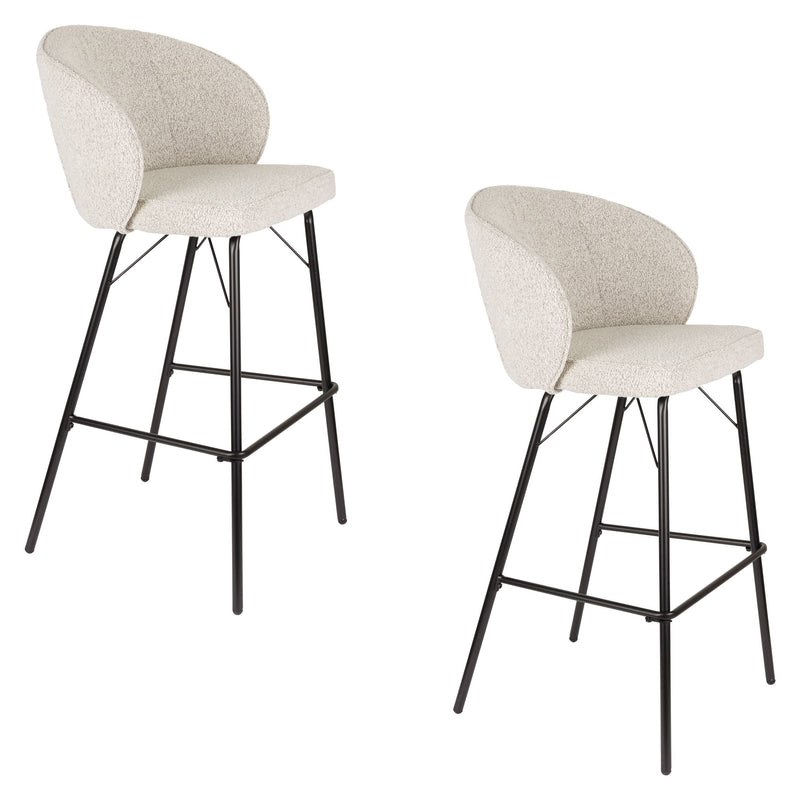 Barhocker Joa im 2er-Set, Beige mit Metallgestell für Küche & Bar