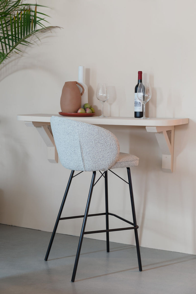 Barhocker Joa im 2er-Set, Beige mit Metallgestell für Küche & Bar