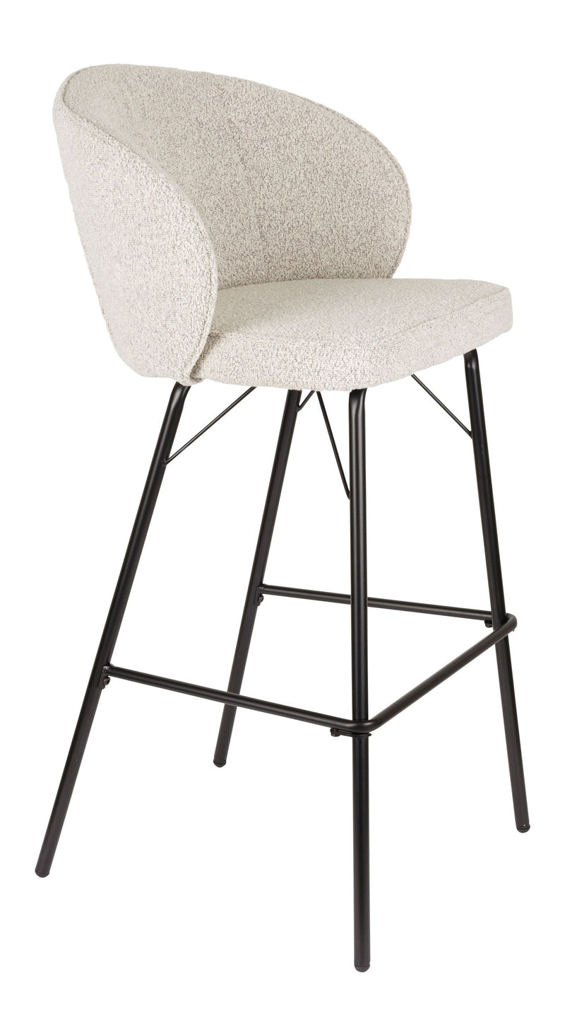 Barhocker Joa im 2er-Set, Beige mit Metallgestell für Küche & Bar