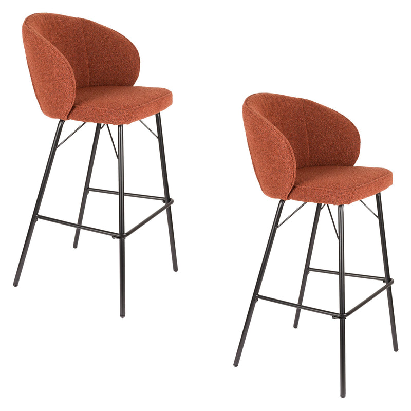 Barhocker Joa im 2er-Set, Braun mit Metallgestell für Küche und Bar