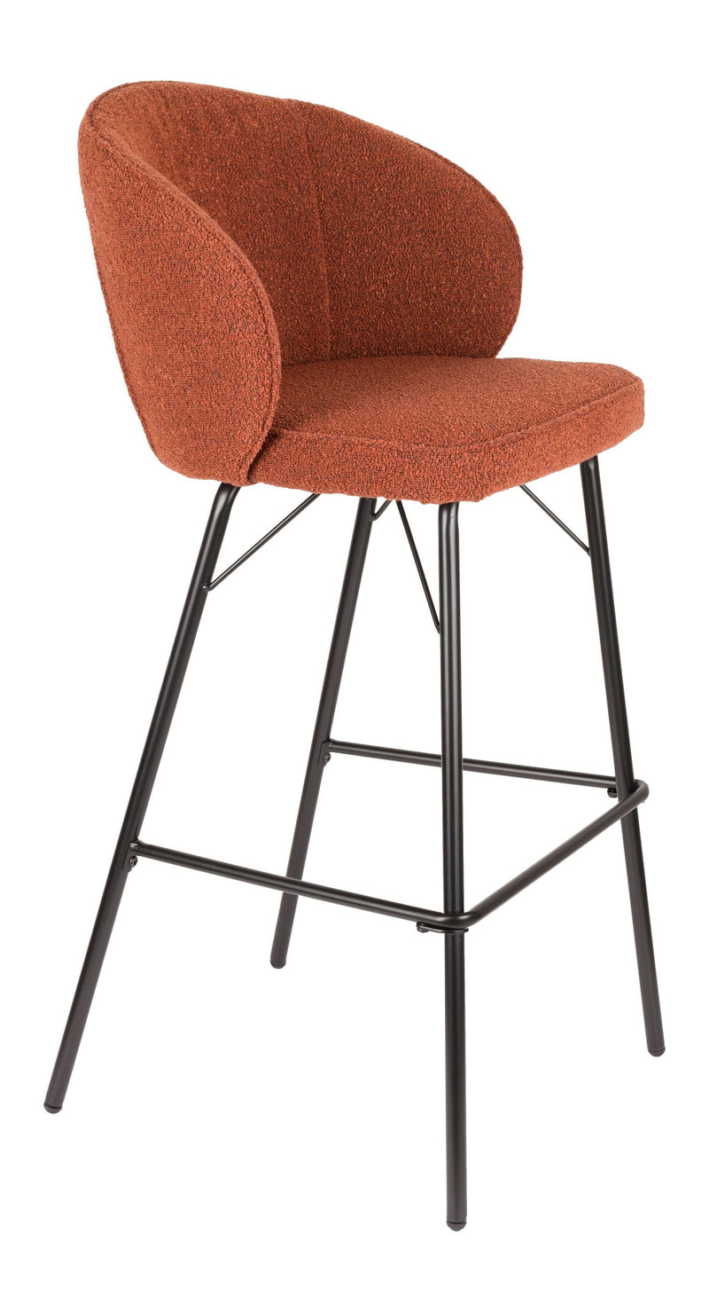 Barhocker Joa im 2er-Set, Braun mit Metallgestell für Küche und Bar