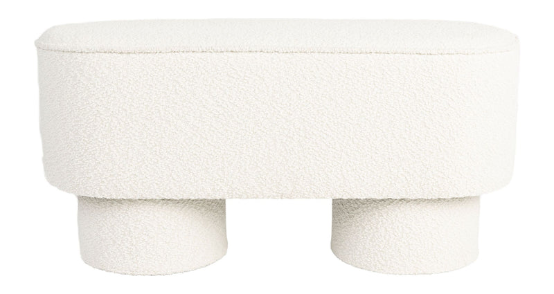 Sitzbank Marcos in Weiß mit Bouclé-Bezug für Esszimmer und Flur