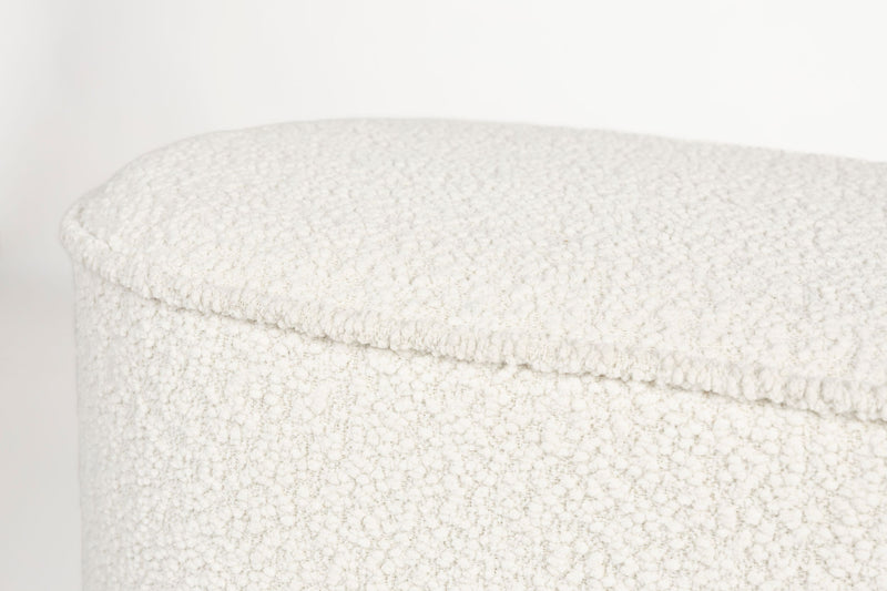 Sitzbank Marcos in Weiß mit Bouclé-Bezug für Esszimmer und Flur
