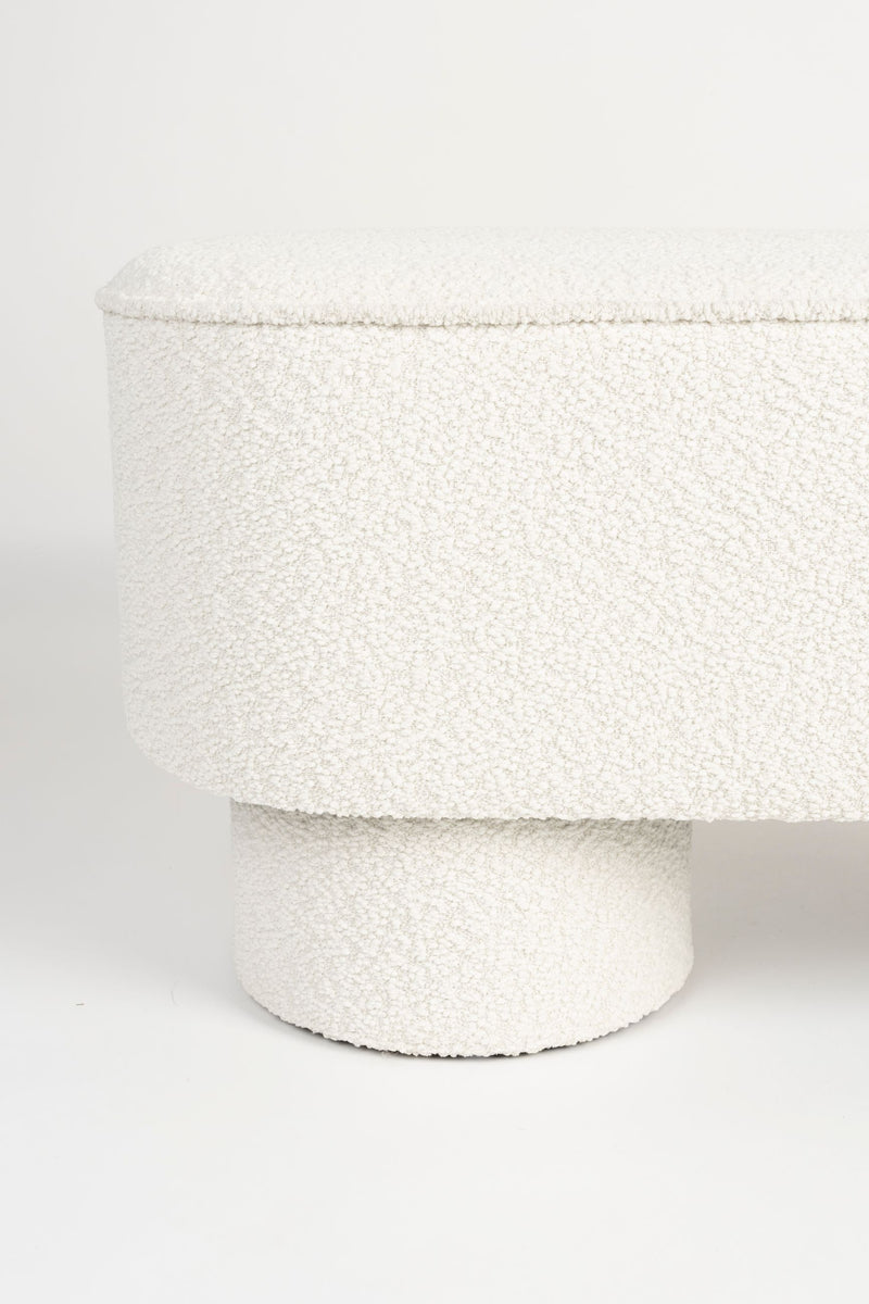 Sitzbank Marcos in Weiß mit Bouclé-Bezug für Esszimmer und Flur