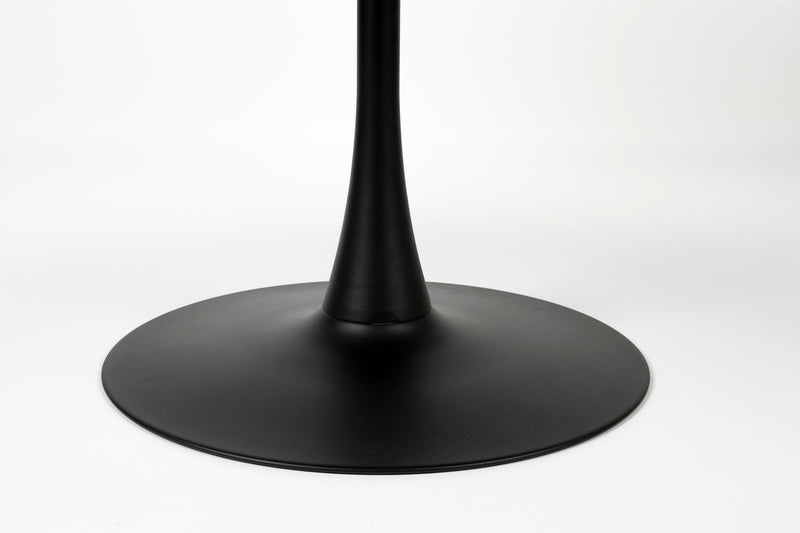 Esstisch Maru rund in Schwarz mit Metallgestell und Marmoroptik-Platte