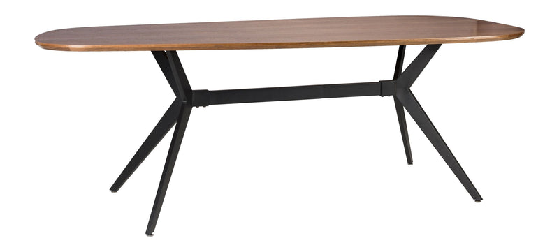 Esstisch Chase Organic, MDF-Platte in Walnuss-Optik mit Eisengestell