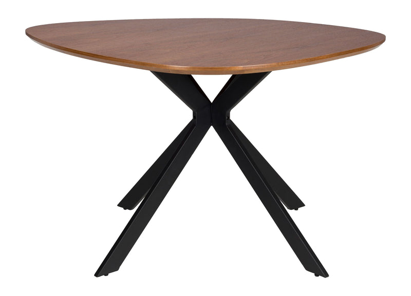 Esstisch Chase Organic Round in Beige mit schwarzem Metallgestell