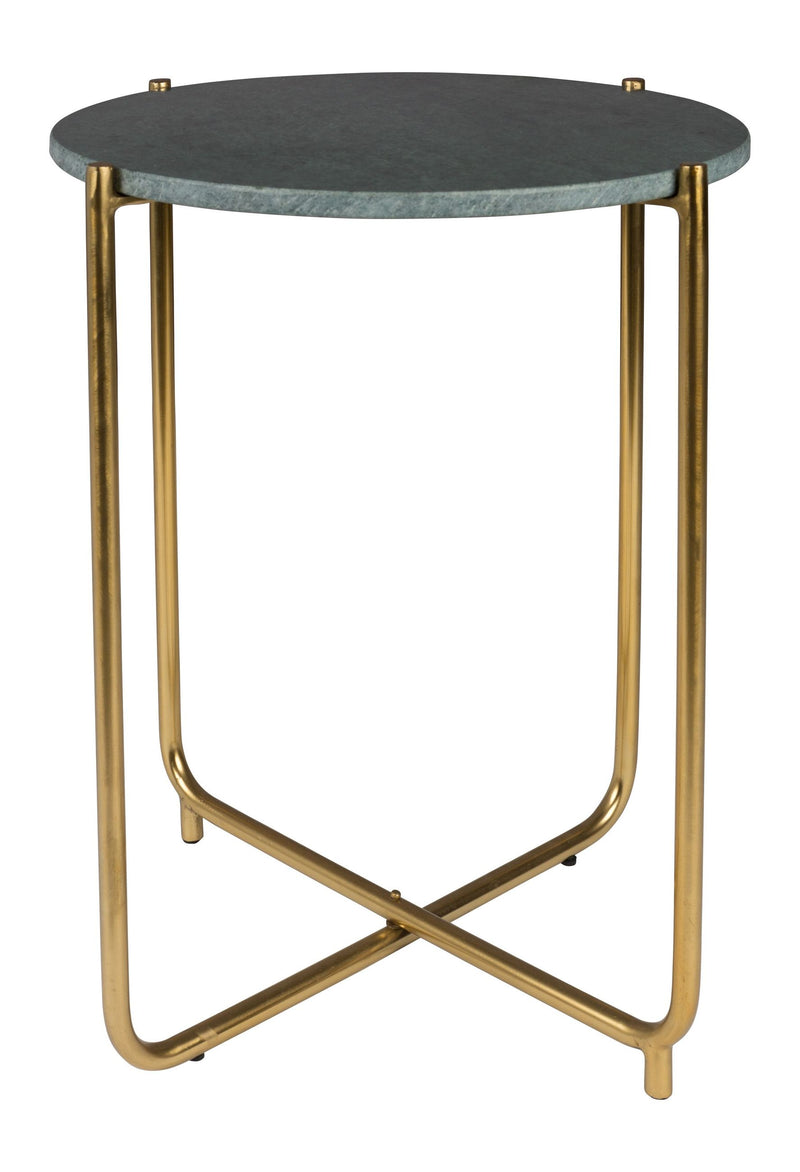 Beistelltisch Timpa aus Marmor mit goldenem Metallgestell, Grün