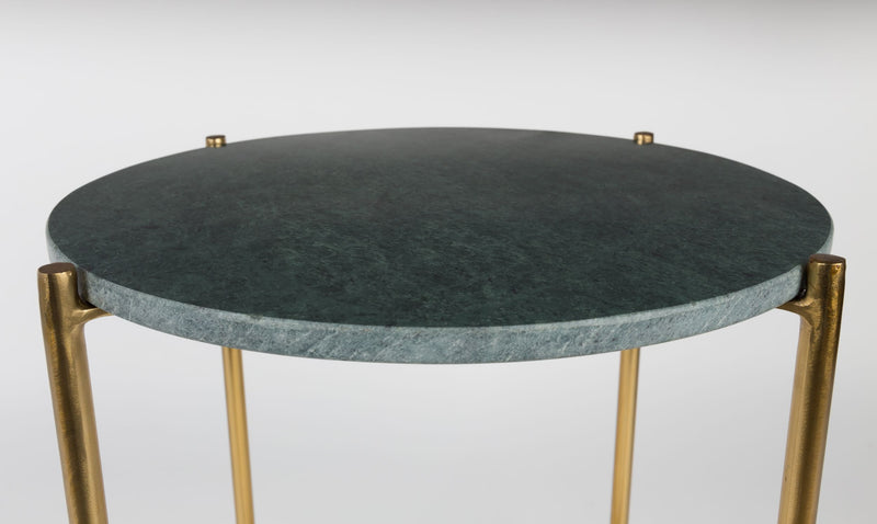 Beistelltisch Timpa aus Marmor mit goldenem Metallgestell, Grün