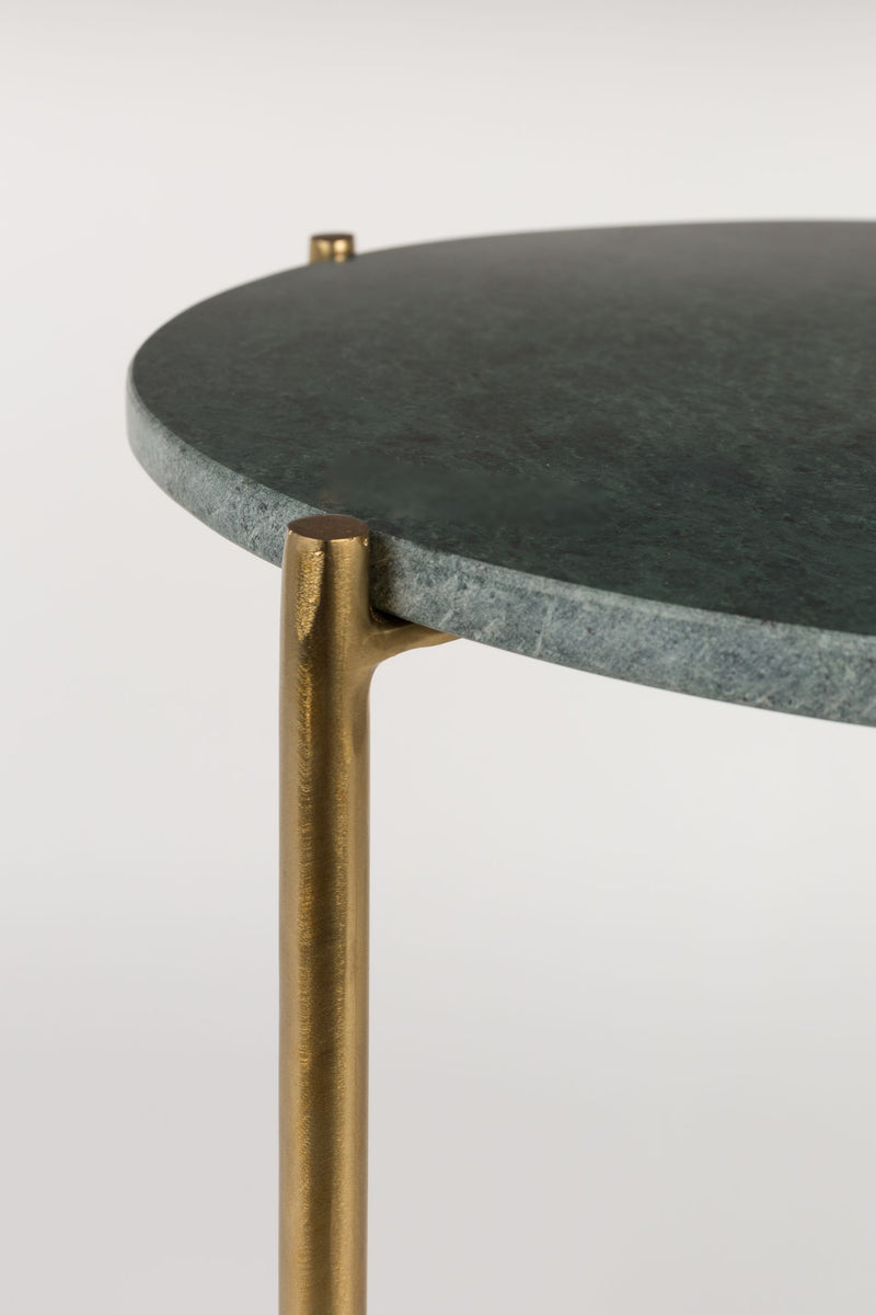 Beistelltisch Timpa aus Marmor mit goldenem Metallgestell, Grün