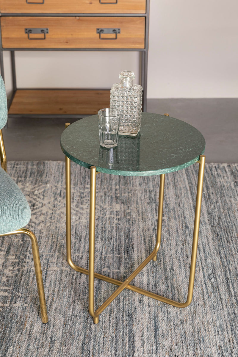 Beistelltisch Timpa aus Marmor mit goldenem Metallgestell, Grün