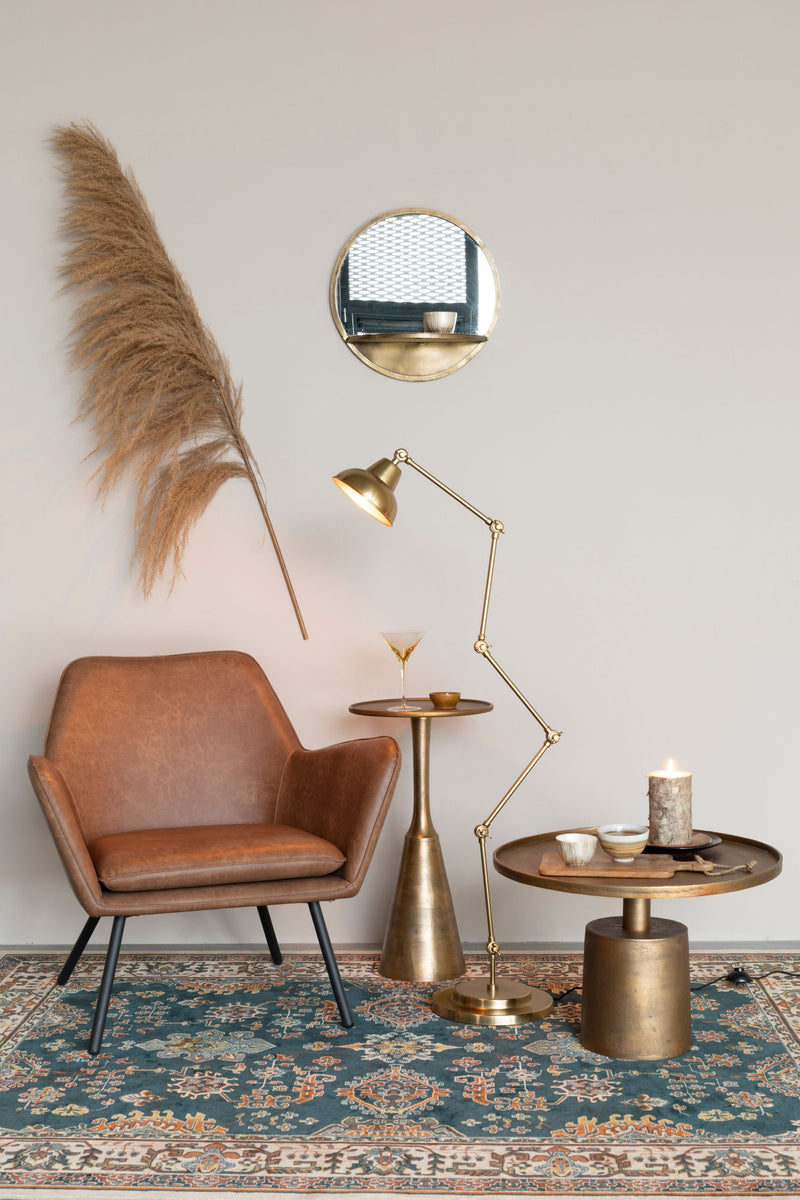 Couchtisch Mason rund aus Aluminium in Gold, 60x60 cm für Wohnzimmer
