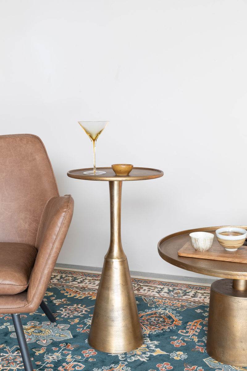 Couchtisch Mason rund aus Aluminium in Gold, 60x60 cm für Wohnzimmer