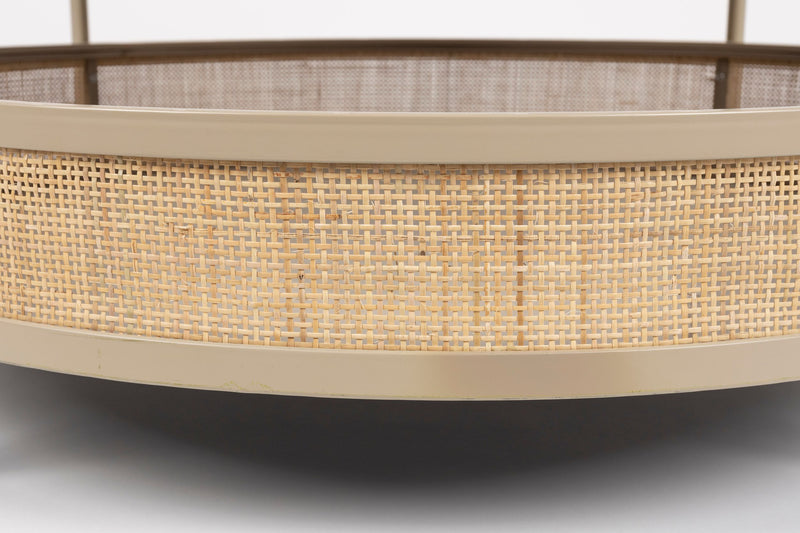 Couchtisch Makoto rund, Japandi-Stil mit Rattan-Details in Beige