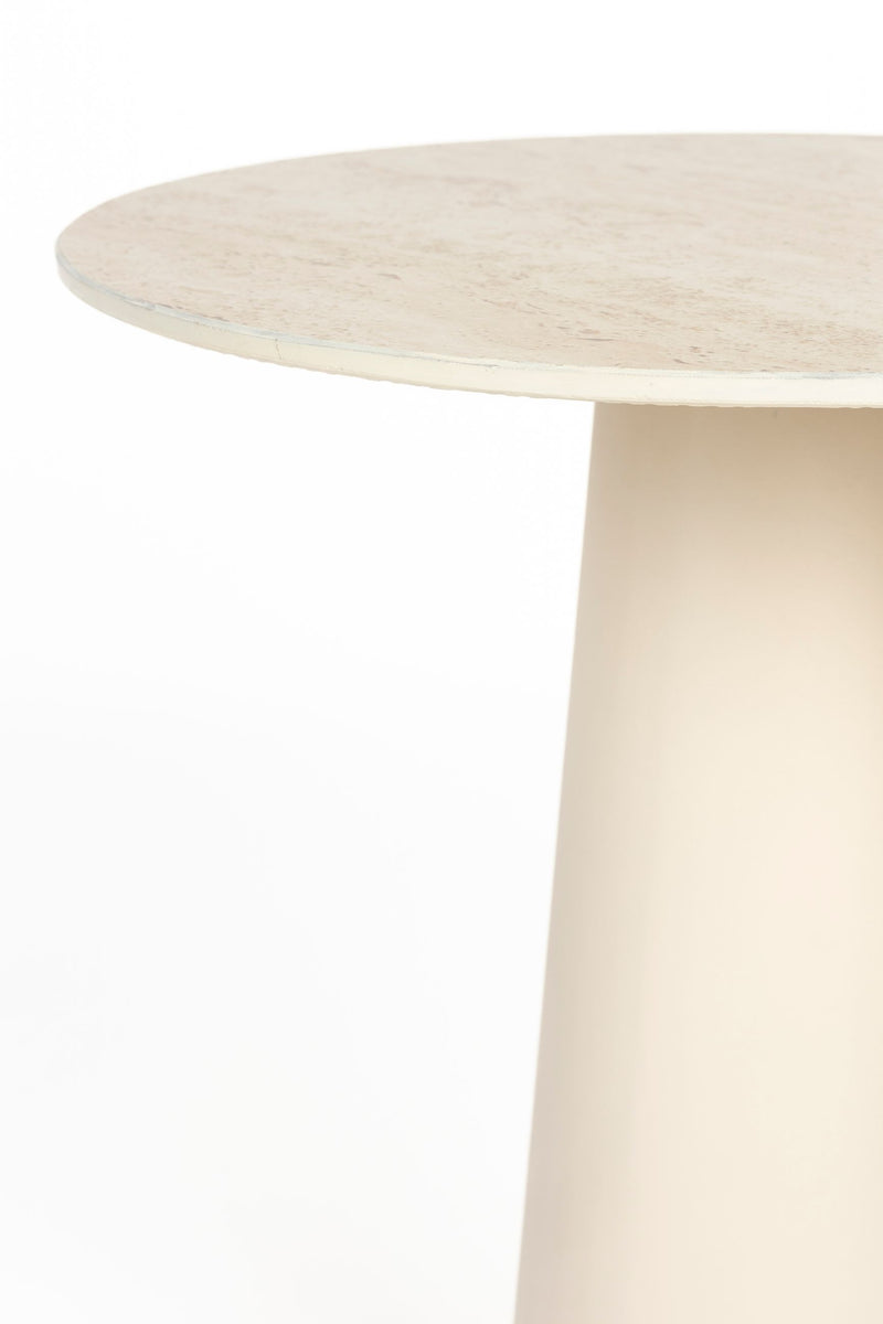 Beistelltisch Joya Low, Keramik-Tischplatte im Travertin-Look, Beige