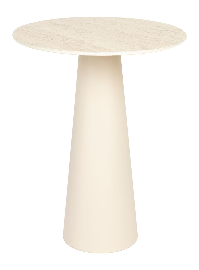 Beistelltisch Joya Low, Keramik-Tischplatte im Travertin-Look, Beige