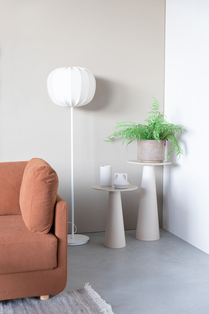 Beistelltisch Joya Low, Keramik-Tischplatte im Travertin-Look, Beige