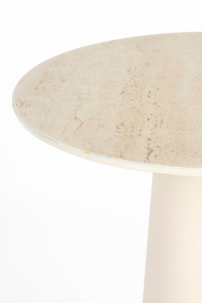 Beistelltisch Joya High mit Keramik-Platte in Travertin-Optik, Beige