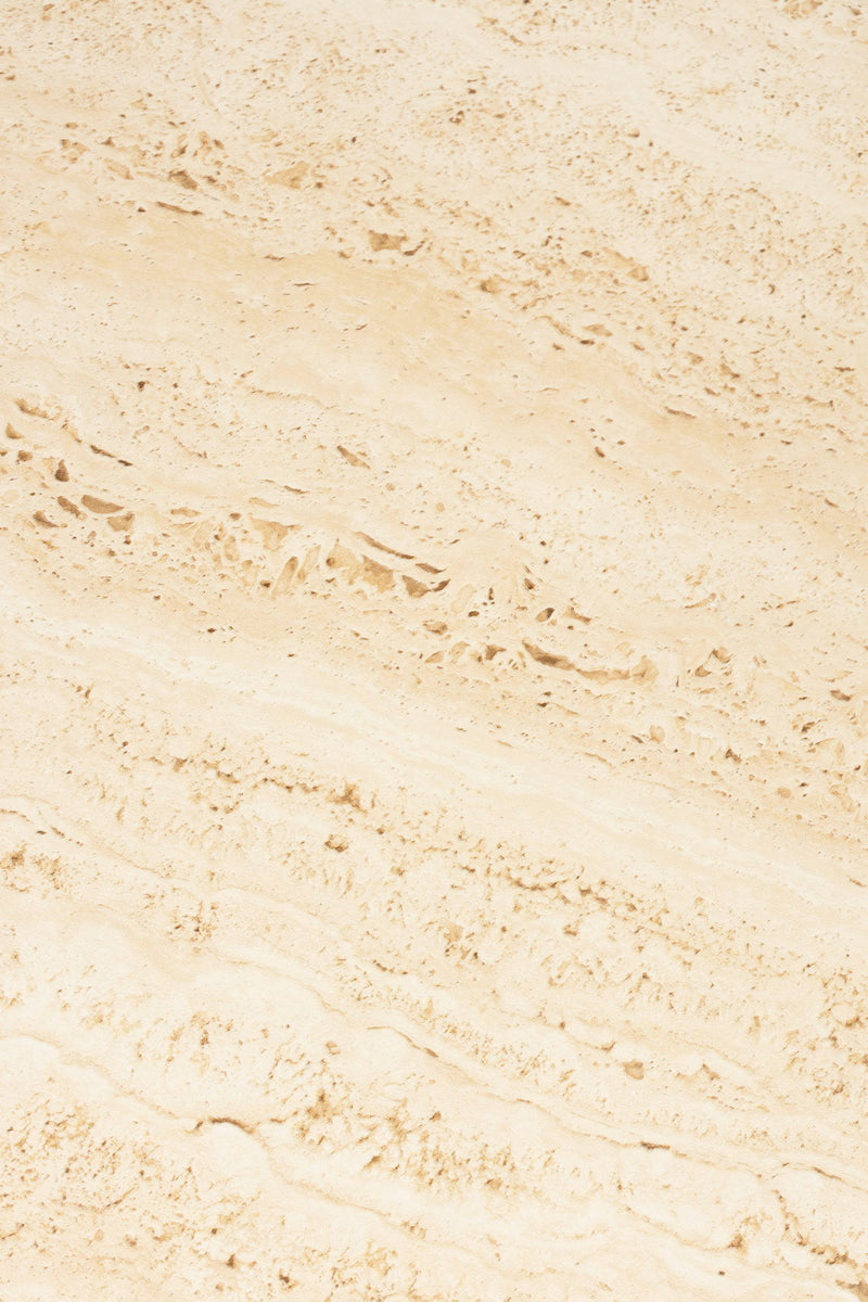 Beistelltisch Karula rund, Keramik-Platte in Travertin-Optik, Beige