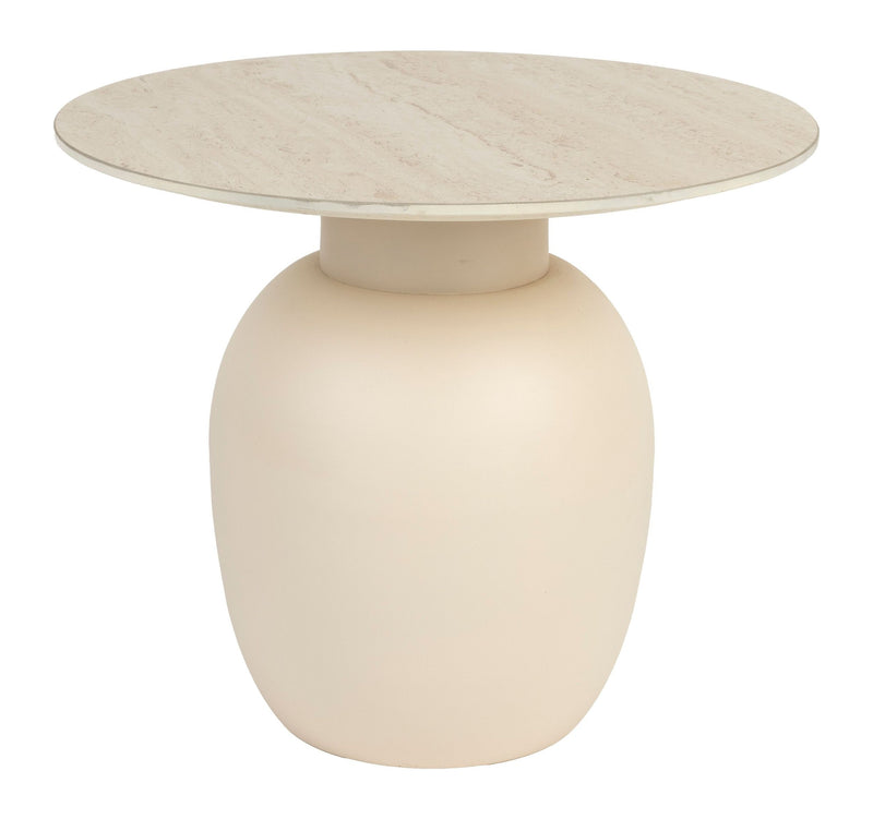 Beistelltisch Karula mit Keramik-Tischplatte in Travertin-Optik, Beige