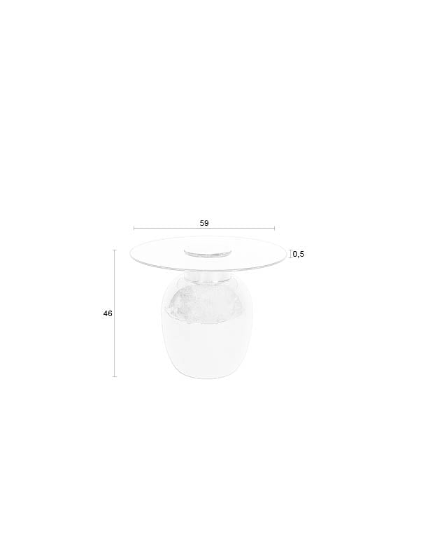 Beistelltisch Mohra L, rundes Glas mit goldfarbenem Metallgestell