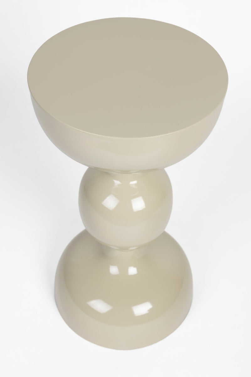 Beistelltisch Lars in Ivory, rundes Metall-Design mit Kugel-Optik