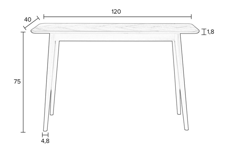 Konsolentisch Fabio 120x40 cm Eichenfurnier mit Fischgrätmuster, Natur