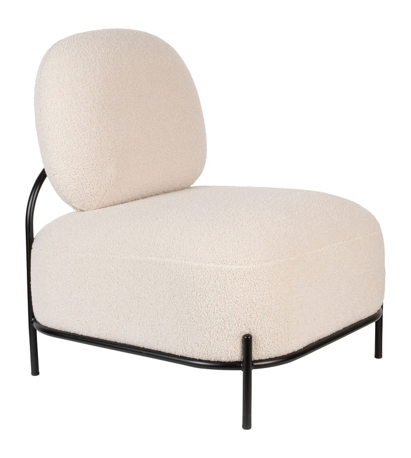 Loungesessel Polly mit Teddy-Bezug in Ivory und Metallgestell