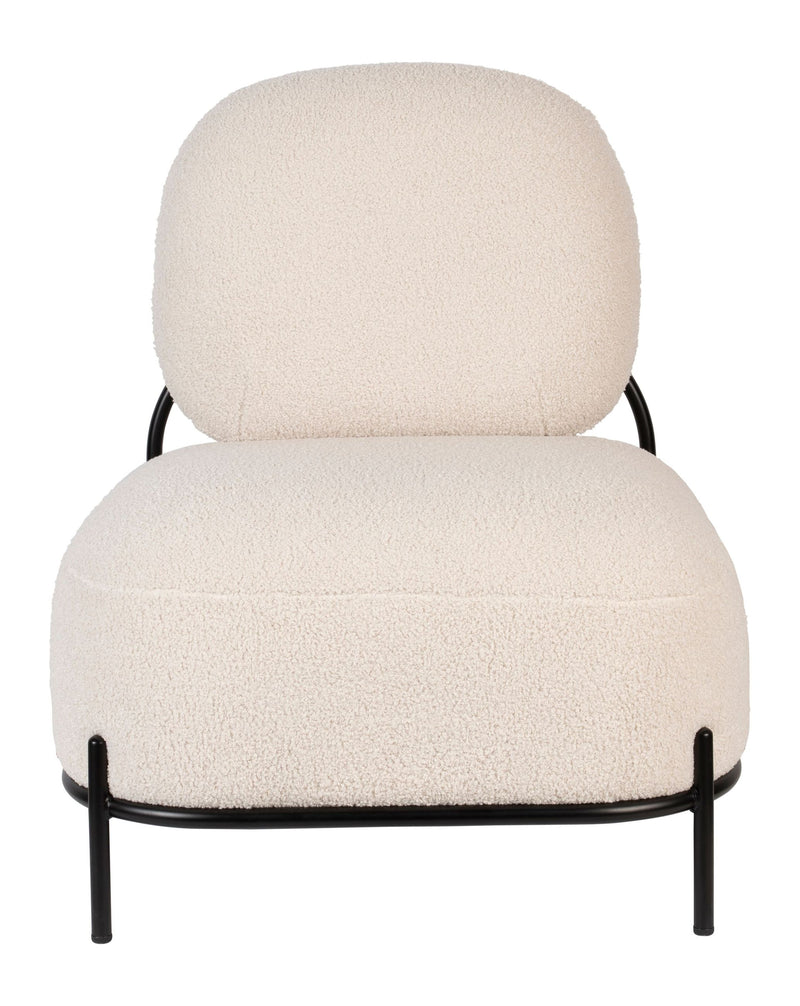 Loungesessel Polly mit Teddy-Bezug in Ivory und Metallgestell
