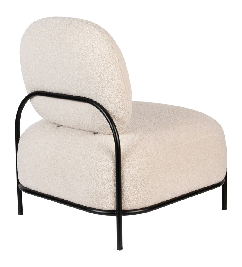 Loungesessel Polly mit Teddy-Bezug in Ivory und Metallgestell