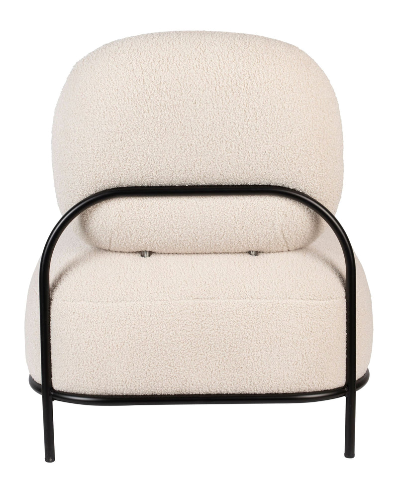 Loungesessel Polly mit Teddy-Bezug in Ivory und Metallgestell