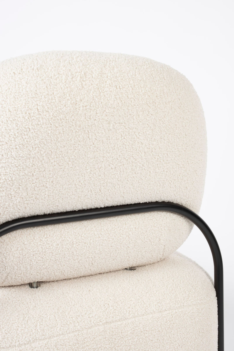Loungesessel Polly mit Teddy-Bezug in Ivory und Metallgestell