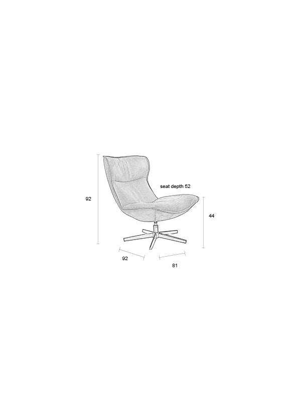 Loungesessel John Cognac mit drehbarem Metallgestell aus PU-Leder